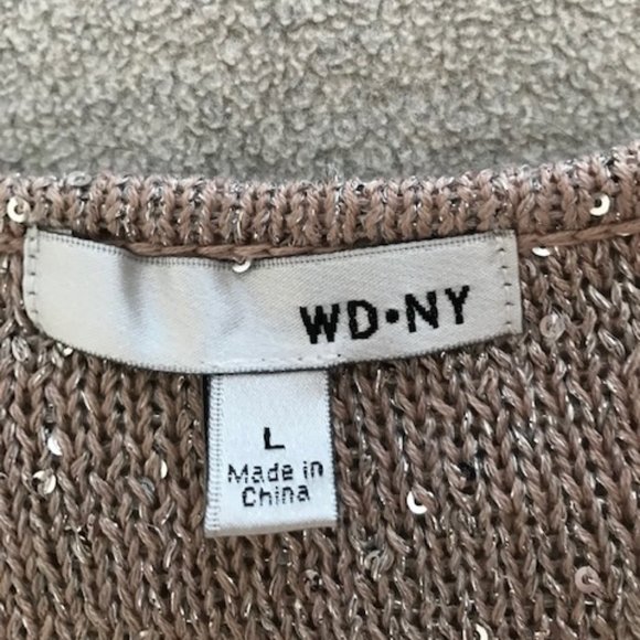 WD.NY Sequin Knit Short Sleeve Taupe Cardigan ~ NWOT - Picture 9 of 13